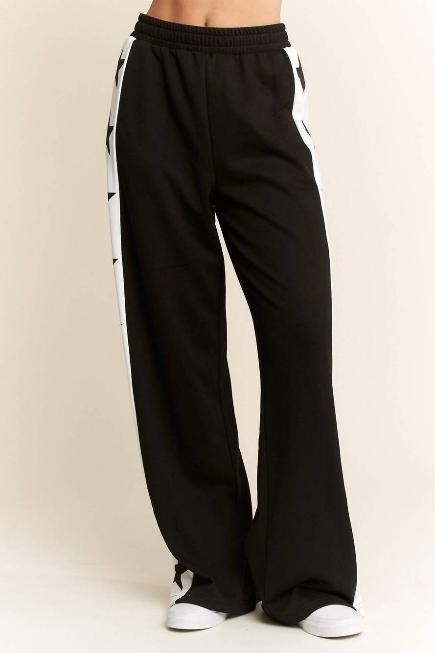 NEW JADE BY JANE star striped sweatpants in black